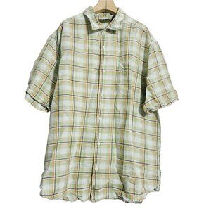 Cubavera Size XL  Top Blouse Short Sleeve Collared Guayabera Cuban Linen Blend